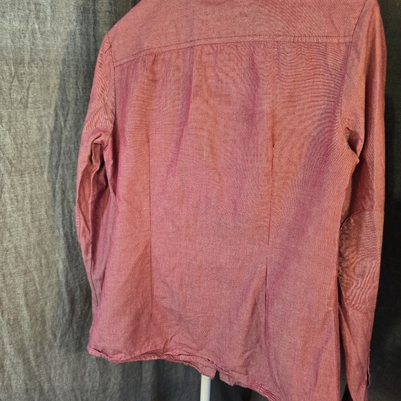Tommy Hilfiger Womens Button Up Shirt Size M Burgundy/Wine Y2K - Picture 5 of 8
